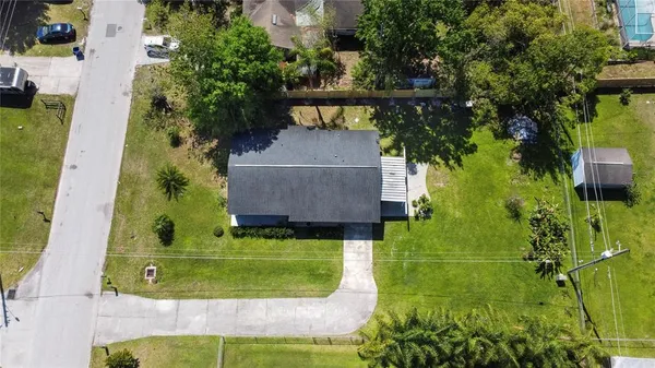 an aerial view of a house