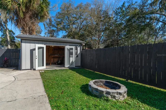 a aerial view of a house with garden