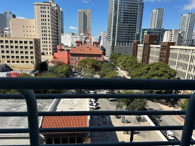 a view of a city from a balcony
