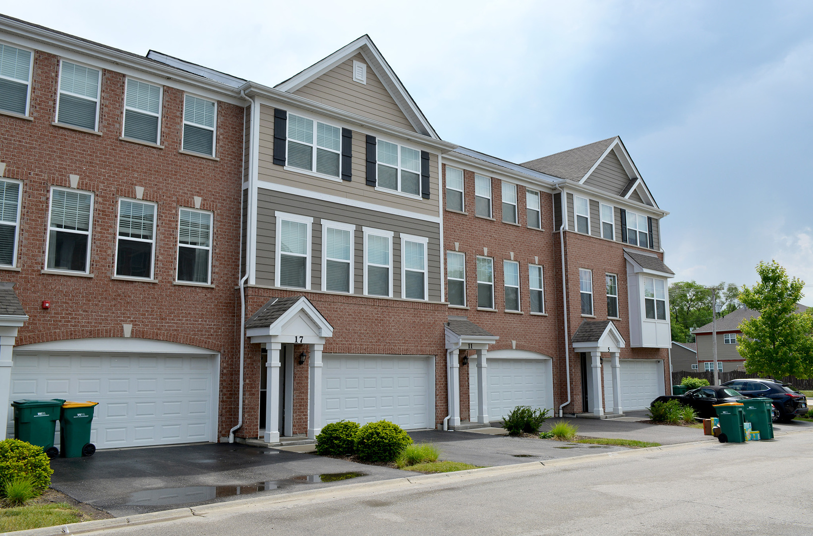 a front view of a building with street