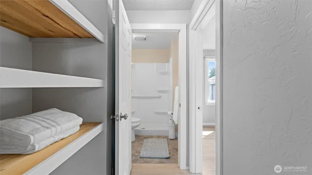 a view of bedroom and bathroom