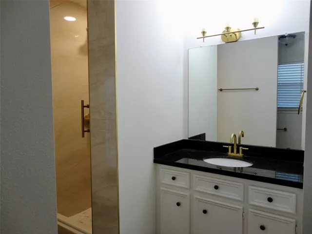 a view of granite countertop white cabinets