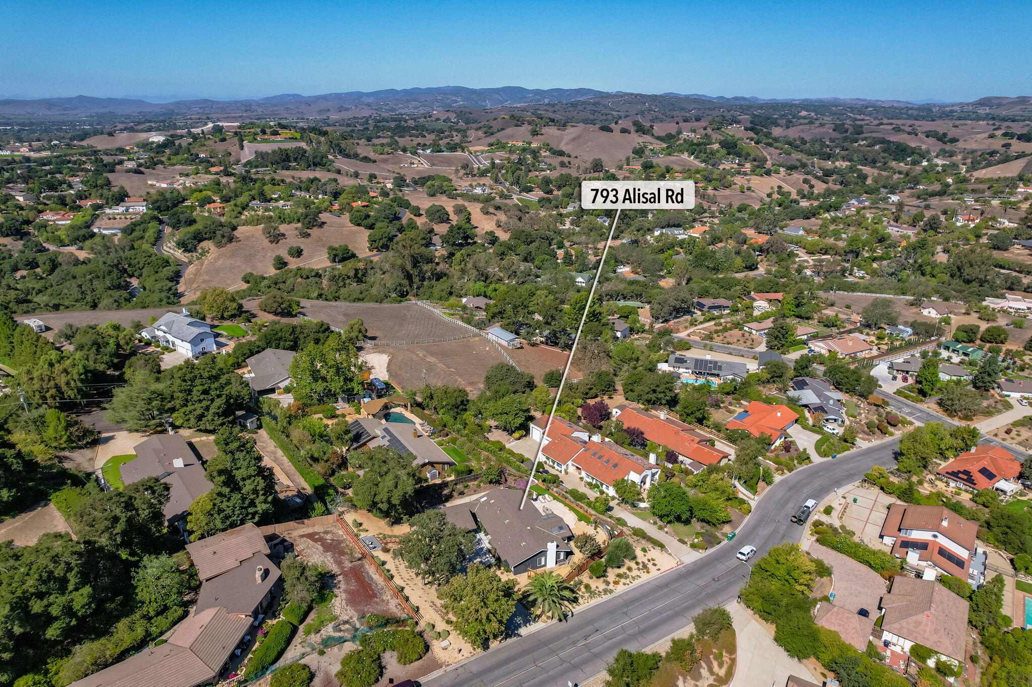 793 Alisal Road Solvang, CA 93463 - Photo 42 of 44 an aerial view of residential houses with outdoor space