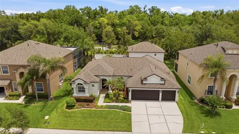 an aerial view of a house