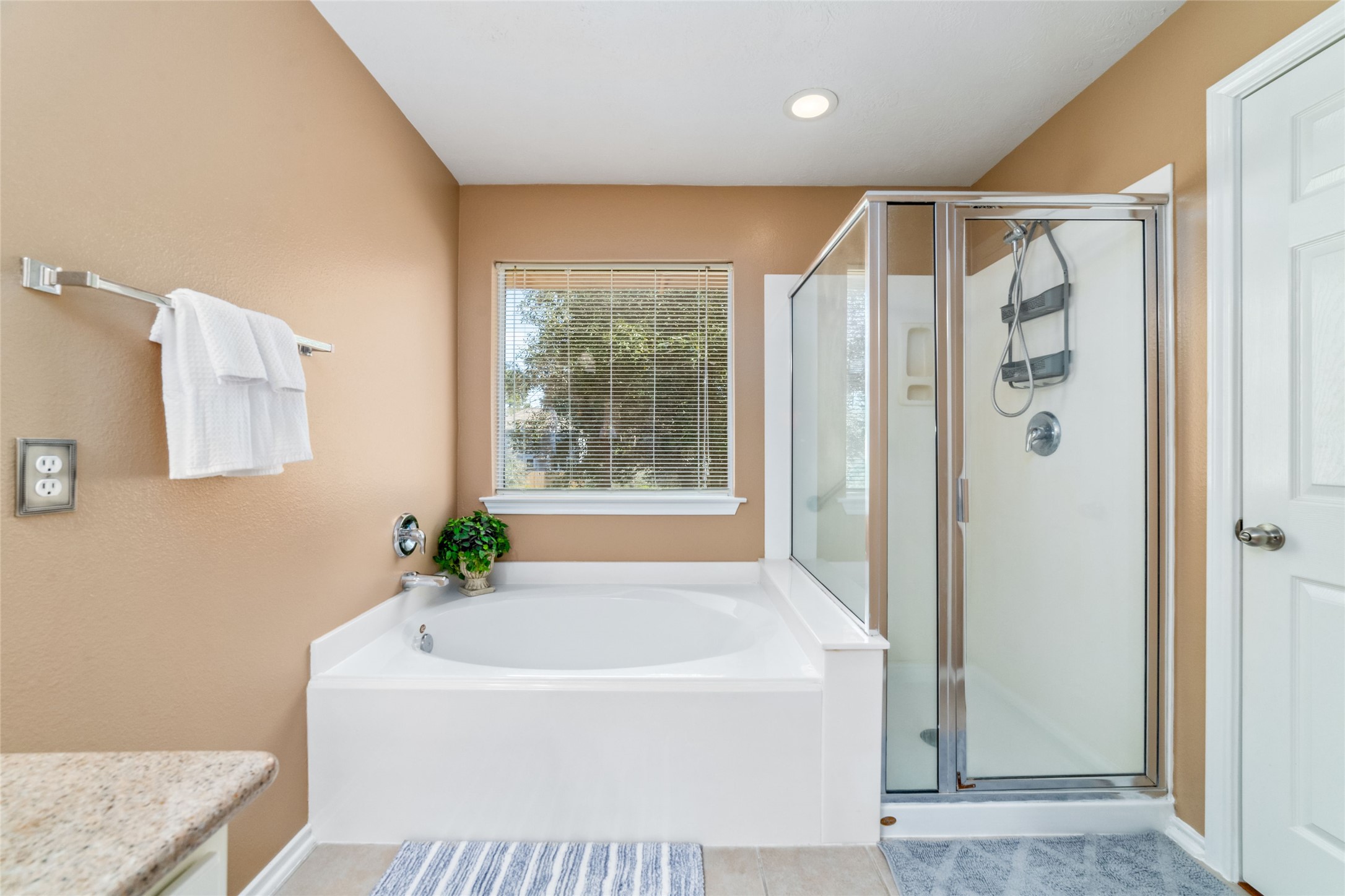 203 West Stedhill Loop Conroe, TX 77384 - Photo 29 of 45 a bathroom with a bathtub and a shower