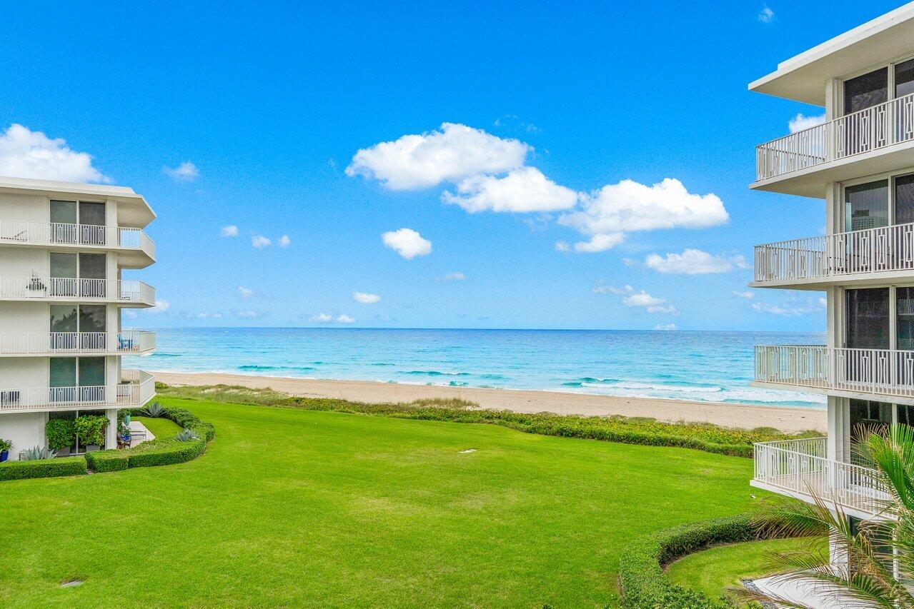 a view of an ocean with a big yard