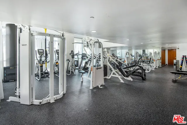 a view of a room with gym equipment