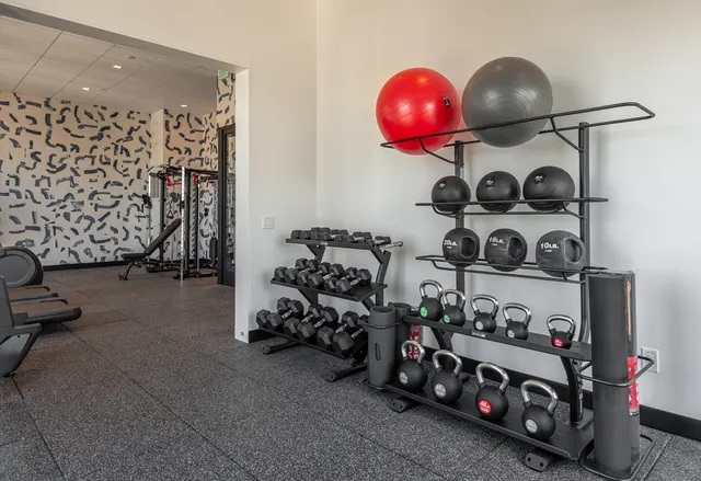 a view of a room with gym equipment
