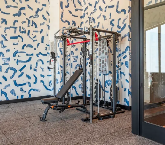 a room with gym equipment