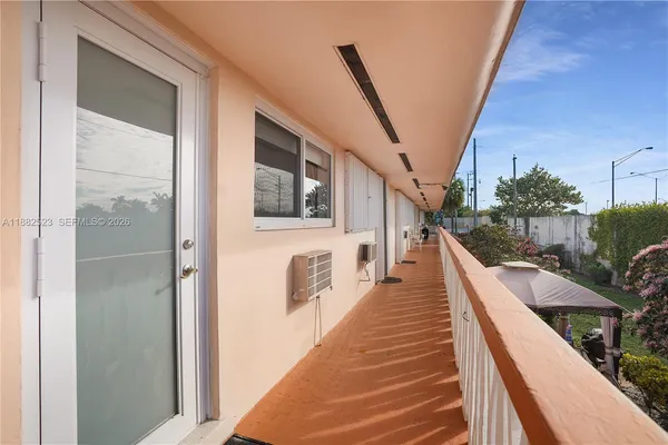 a view of a balcony