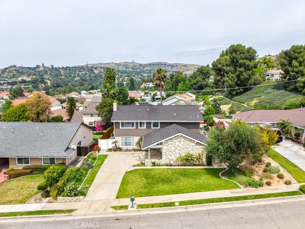 an aerial view of a house