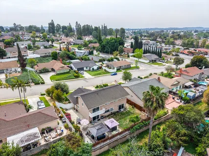 an aerial view of a house