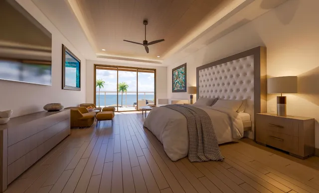 a bathroom with a granite countertop sink a large mirror and a bathtub
