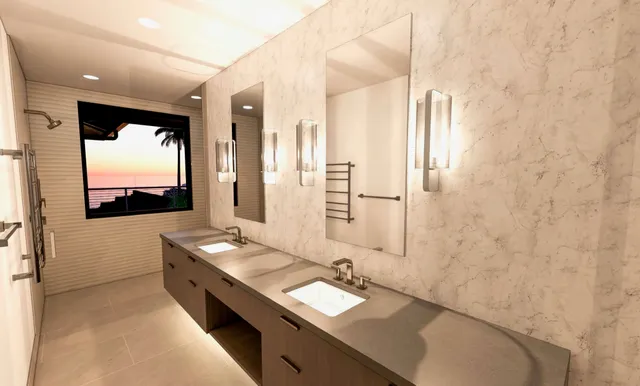 a bed room with a bed and a large window