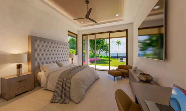 a building outdoor space with patio furniture and potted plants