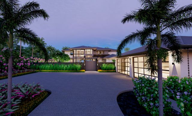 a view of a garden with a patio