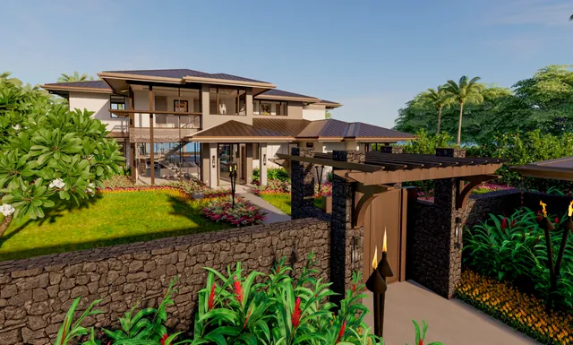 a front view of a house with garden