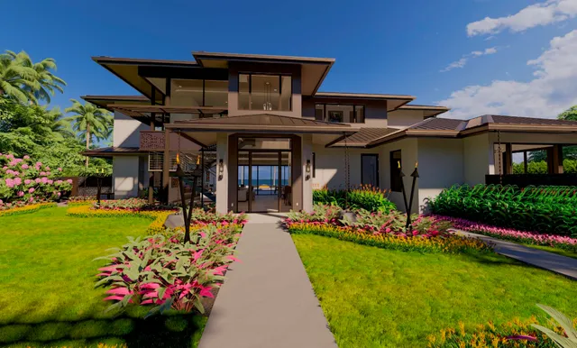 a front view of a house with a yard table and chairs