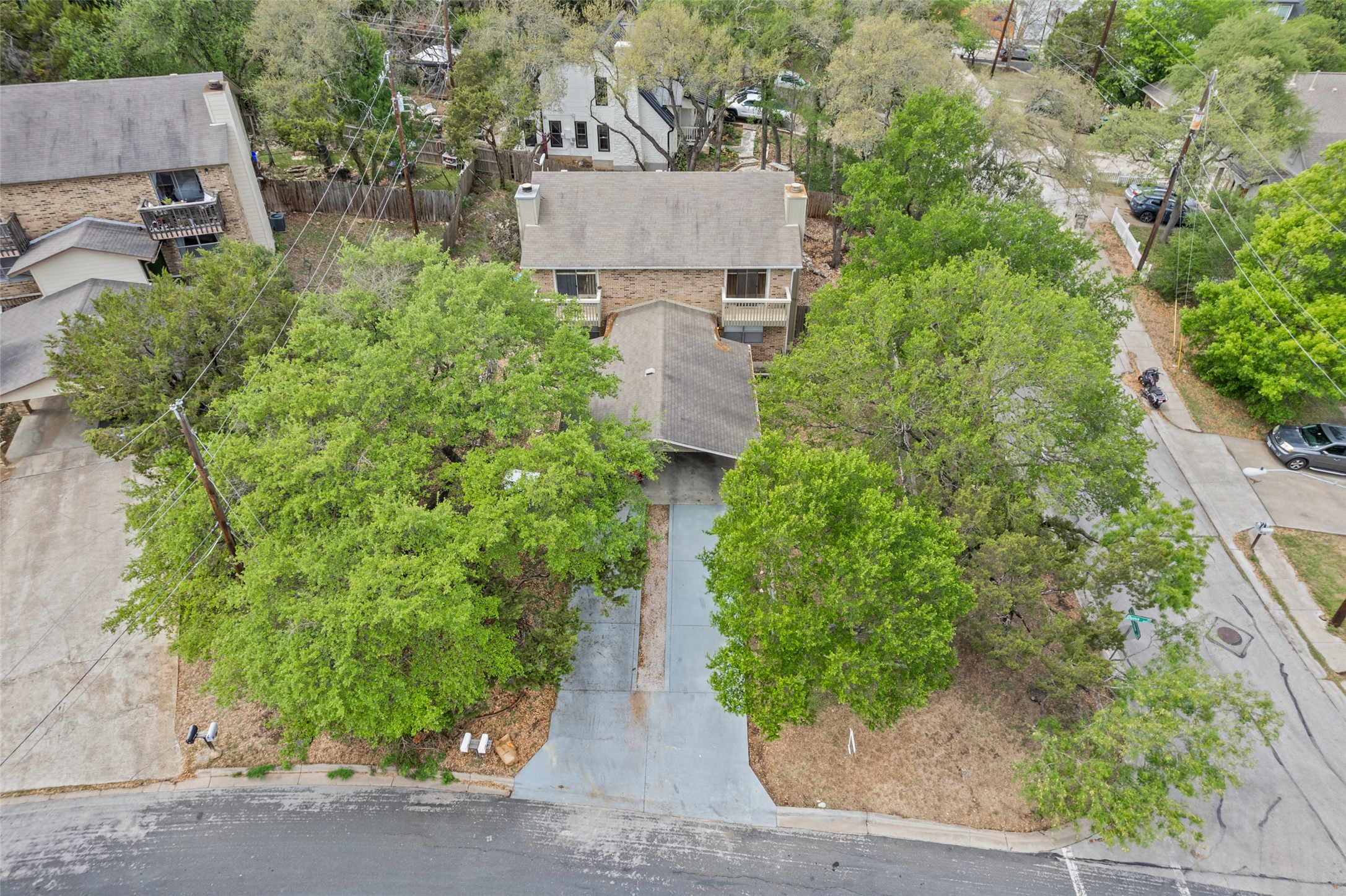 8100 Dunn Street, Unit B Austin, TX 78745 - Photo 26 of 29 an aerial view of a house with garden space and street view