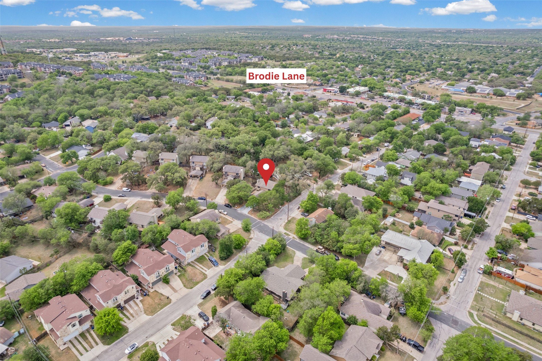 8100 Dunn Street, Unit B Austin, TX 78745 - Photo 28 of 29 an aerial view of residential houses with outdoor space and trees