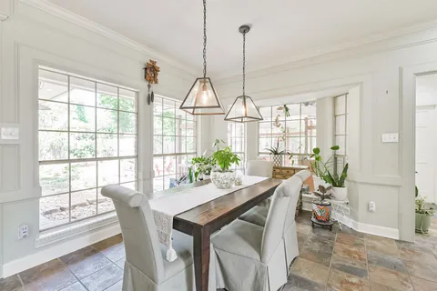 a view of a dining room and livingroom view