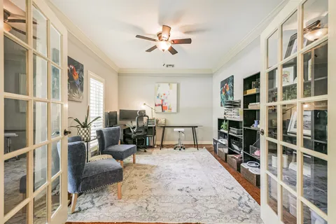 a living room with furniture