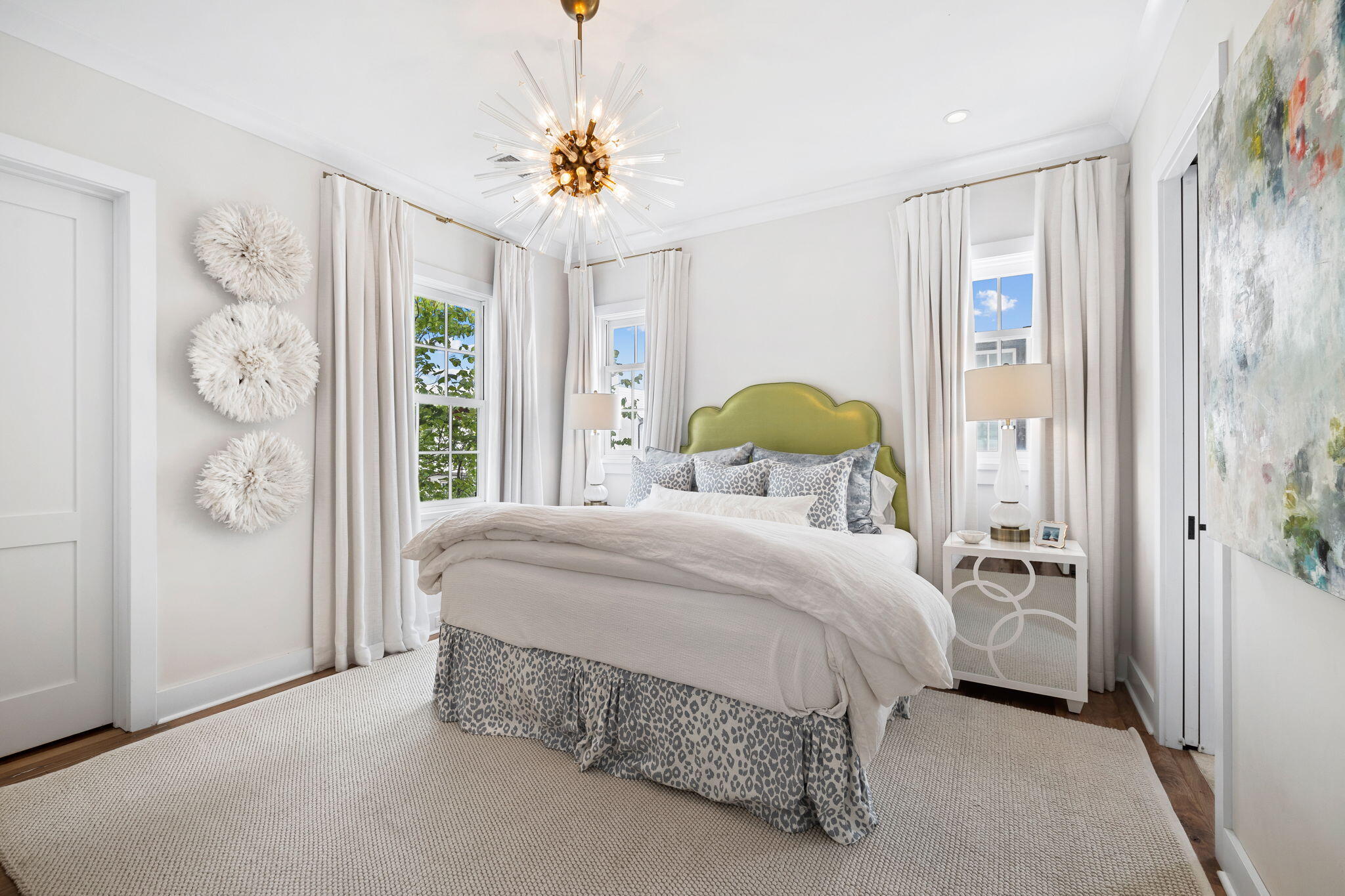 46 Nonesuch Way Inlet Beach, FL 32461 - Photo 23 of 53 a bedroom with a bed and a chandelier