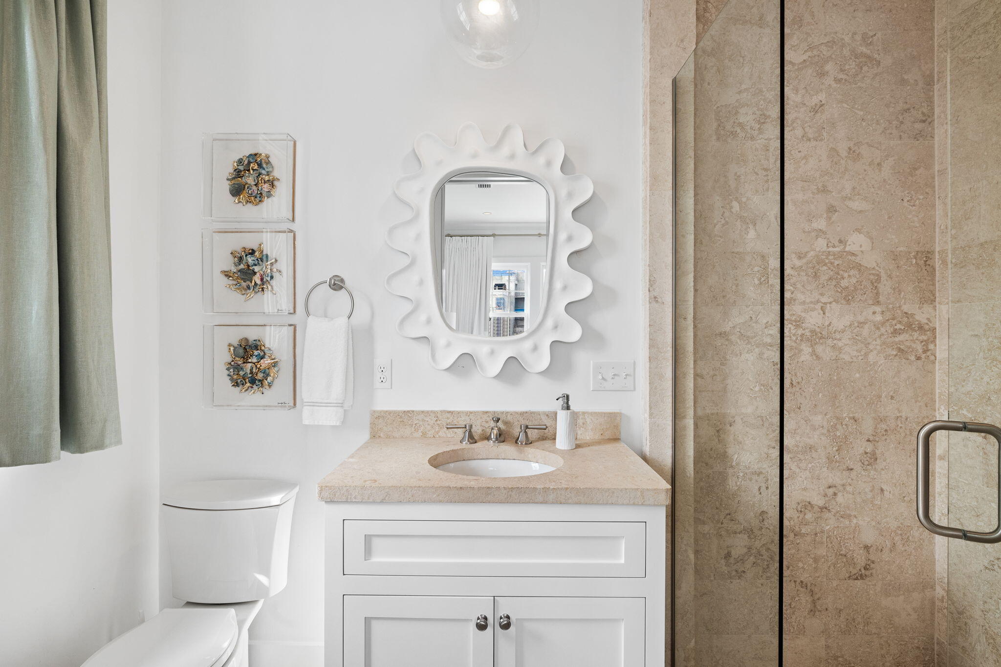 46 Nonesuch Way Inlet Beach, FL 32461 - Photo 26 of 53 a bathroom with a granite countertop sink a toilet and a mirror