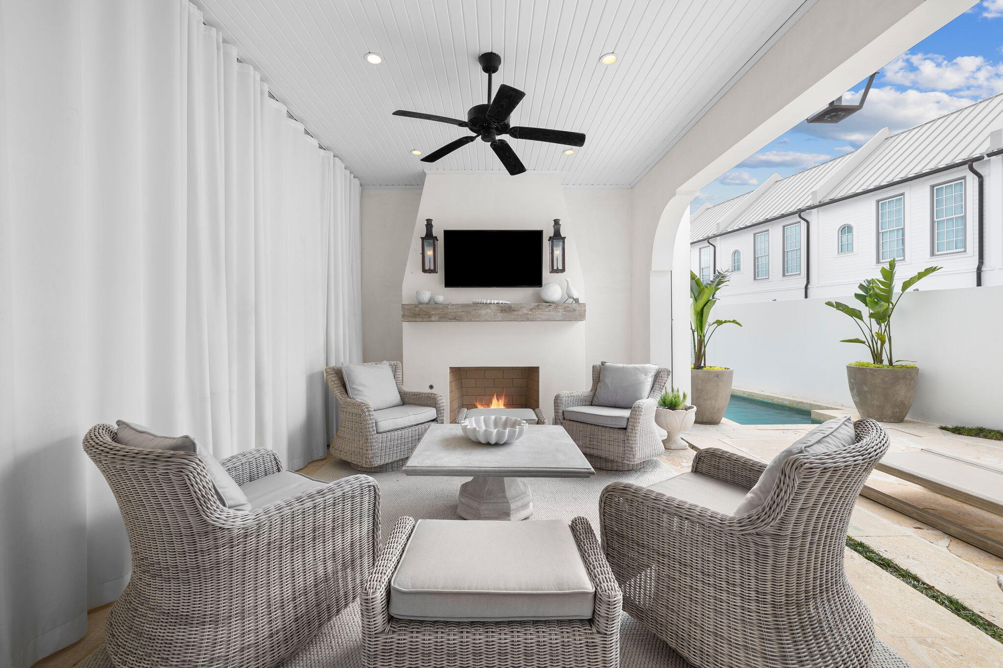 46 Nonesuch Way Inlet Beach, FL 32461 - Photo 33 of 53 a living room with furniture a fireplace and a flat screen tv