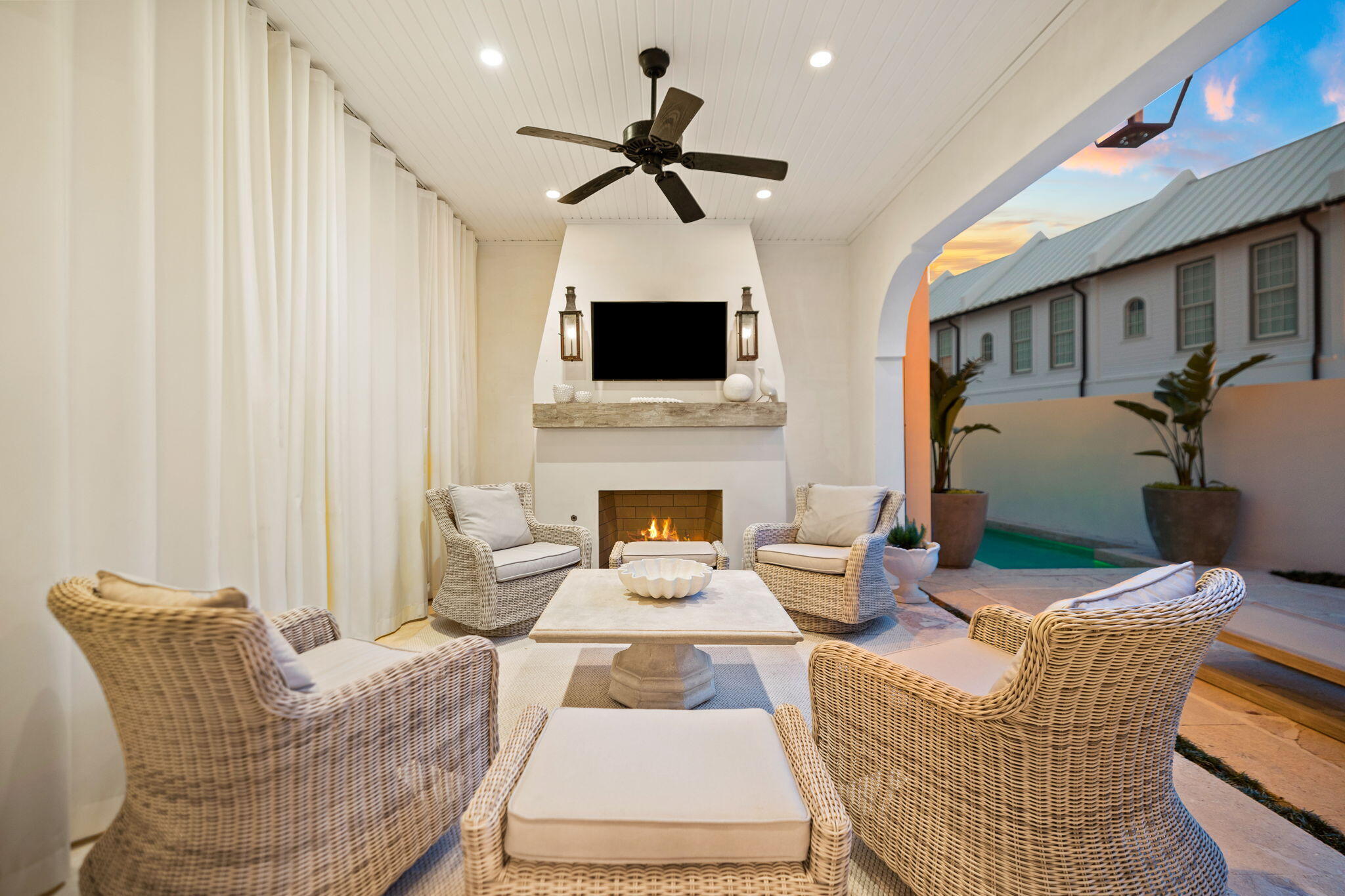 46 Nonesuch Way Inlet Beach, FL 32461 - Photo 42 of 53 a living room with furniture a fireplace and a flat screen tv