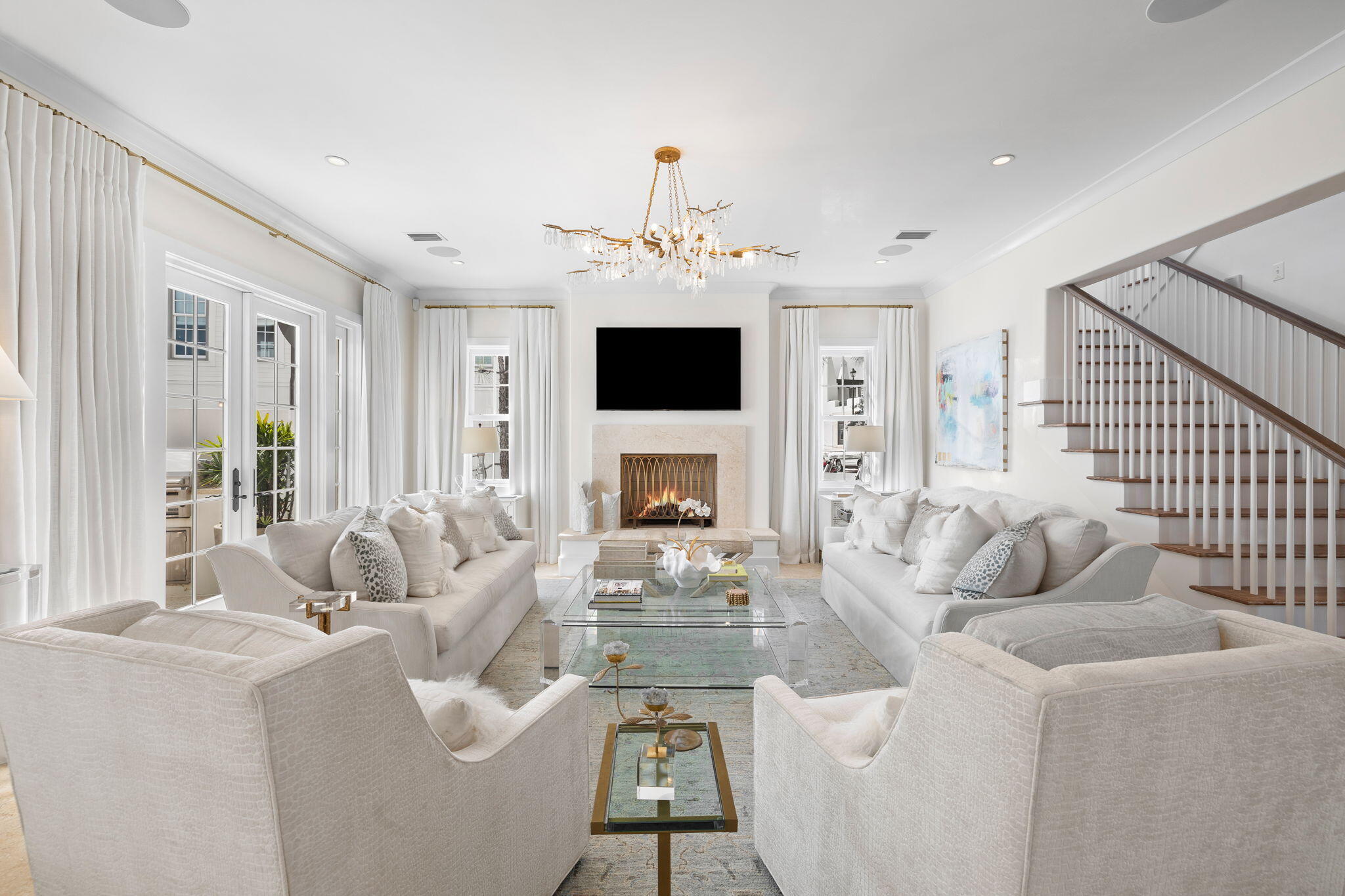 46 Nonesuch Way Inlet Beach, FL 32461 - Photo 6 of 53 a living room with furniture a fireplace and a flat screen tv