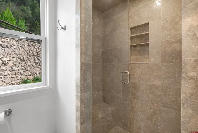 a bathroom with a shower