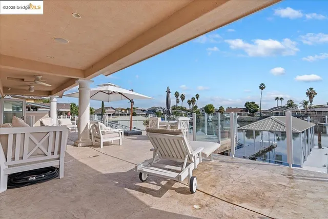 a view of a terrace with chairs