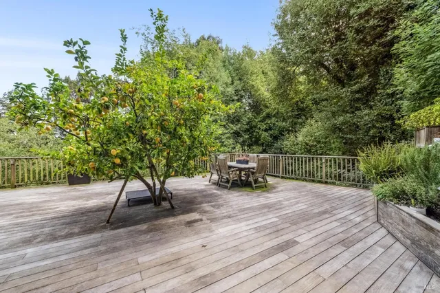 a view of a chairs and tables in the back yard of the house
