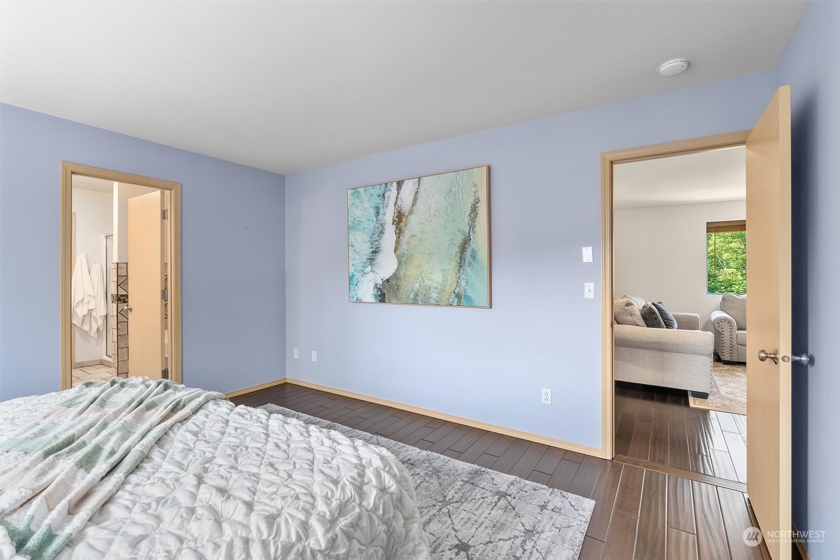2505 194th Street Southeast Bothell, WA 98012 - Photo 17 of 31 a bedroom with a bed and wooden floor