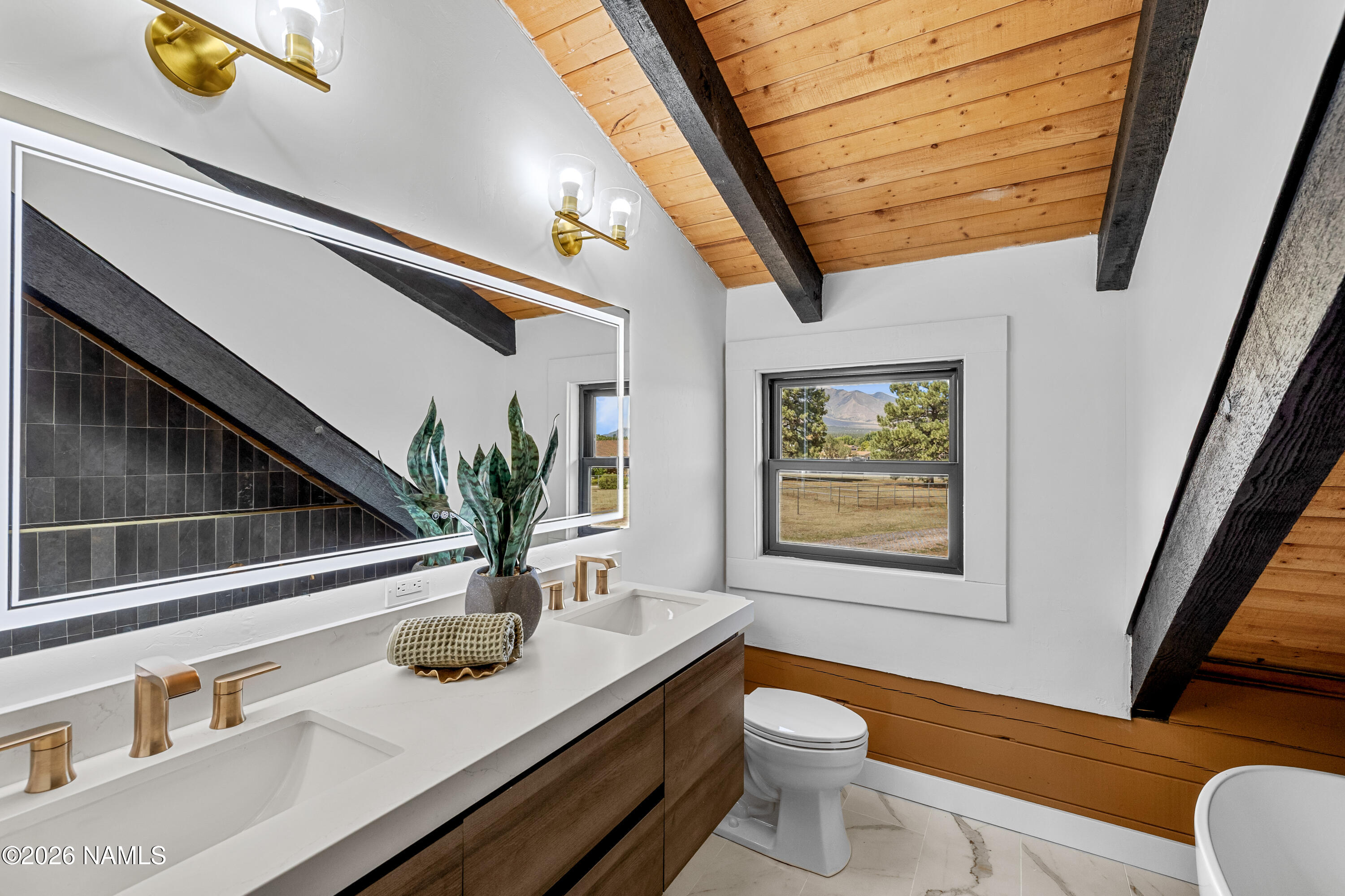 8191 June Lane Flagstaff, AZ 86004 - Photo 35 of 45 a bathroom with a sink a toilet and shower