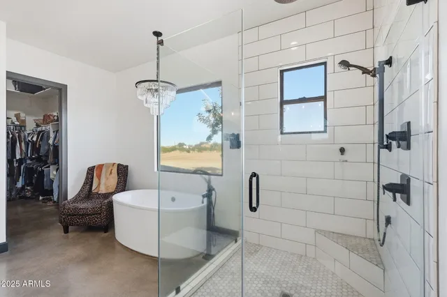 a view of a roof deck with large trees