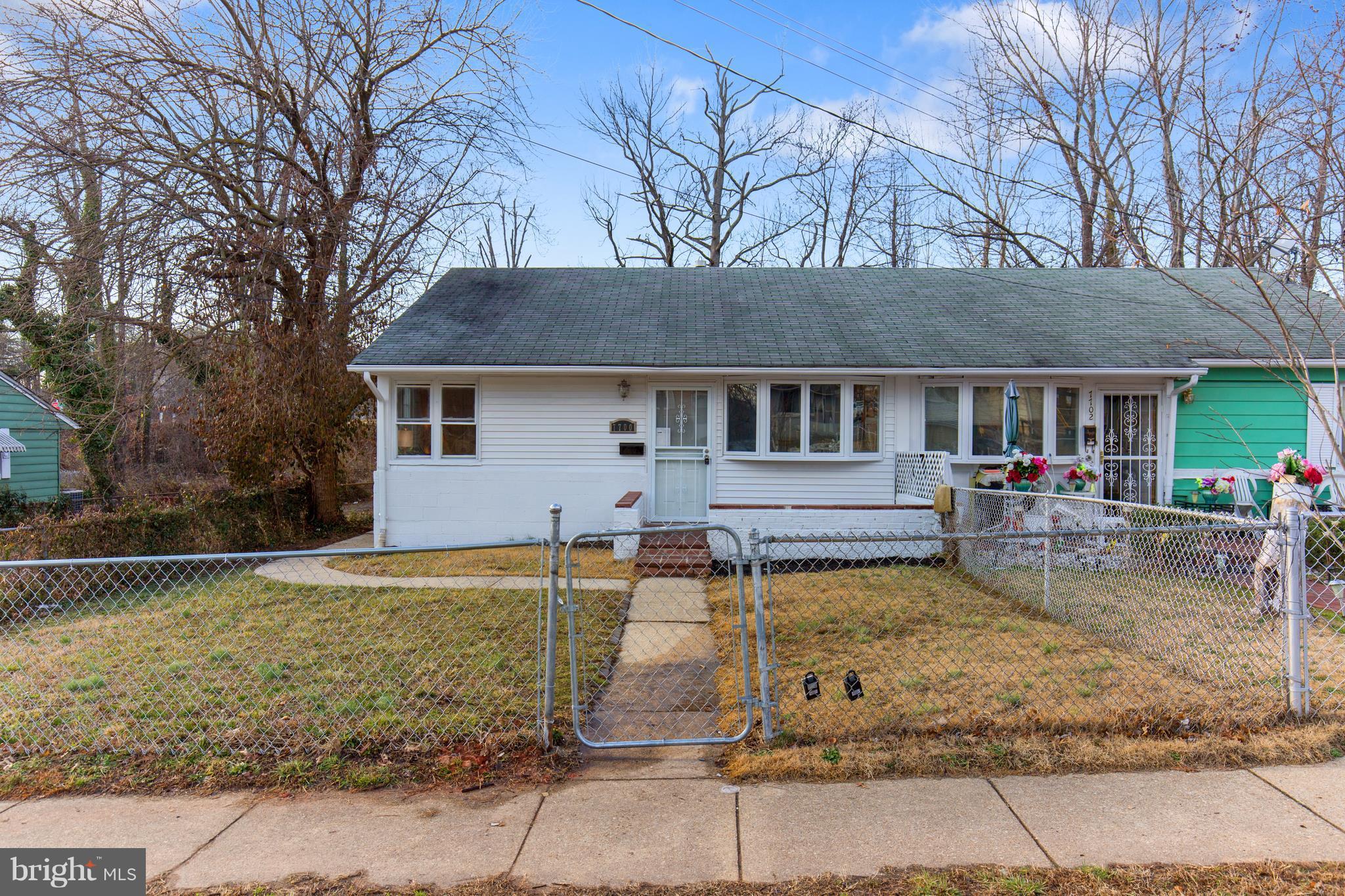 front view of a house with a patio