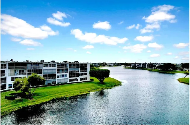 a view of a lake with outdoor space