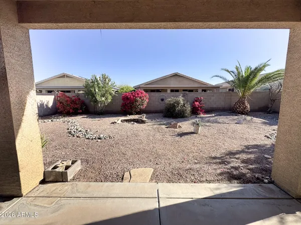 a view of a bench in patio