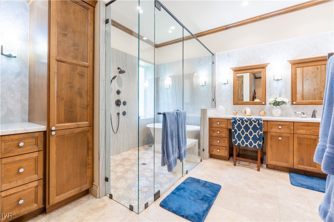 250 Pine Cone Road Incline Village, NV 89451 - Photo 25 of 50 a spacious bathroom with a double vanity sink and a mirror