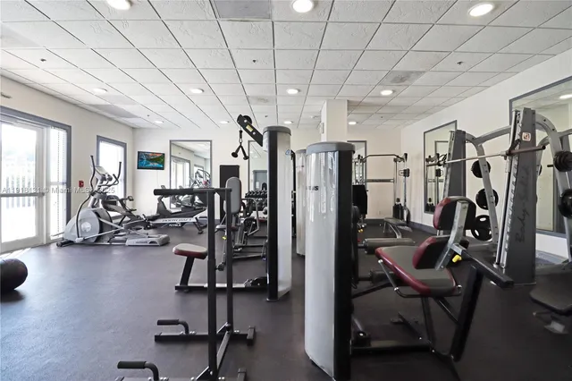 a view of a room with gym equipment
