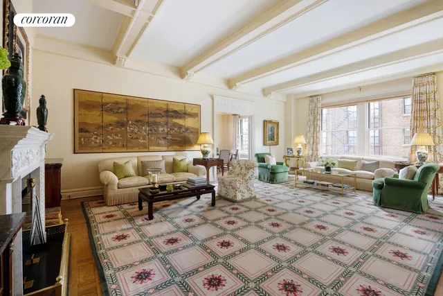 a living room with furniture large window and flat screen tv
