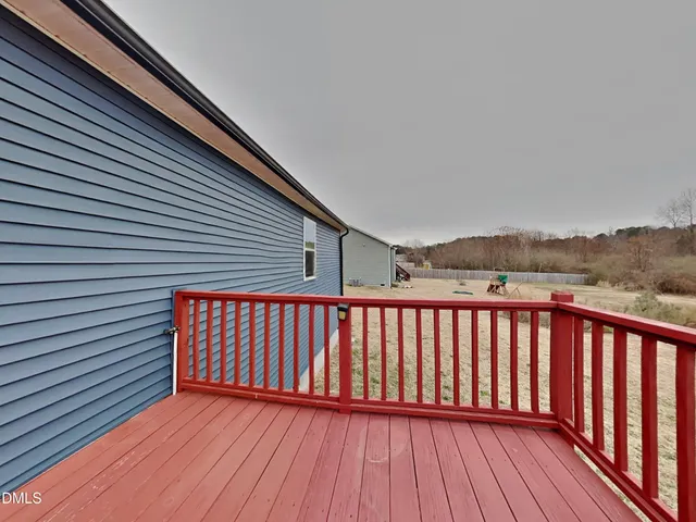 a view of wooden balcony