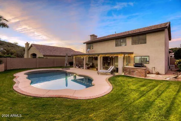 a front view of a house with entertaining space