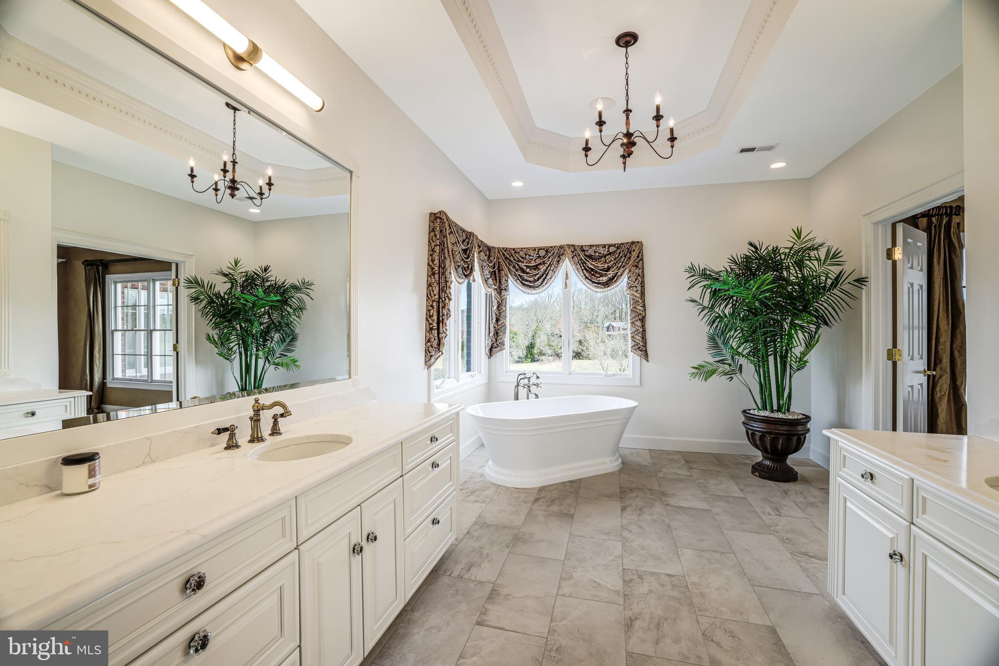 22609 Hillside Circle Leesburg, VA 20175 - Photo 83 of 110 a spacious bathroom with a double vanity sink a large mirror and a bathtub