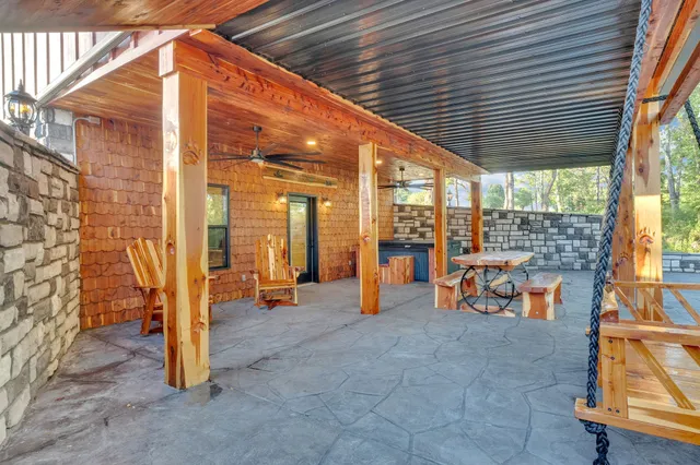 a view of outdoor space with seating area