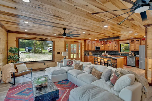 a outdoor living space with furniture