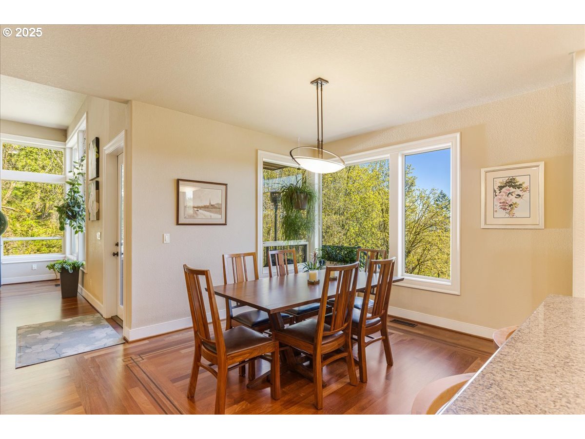6643 Northwest Meridian Ridge Drive Portland, OR 97210 - Photo 10 of 48 a view of a dining room with furniture window and outside view
