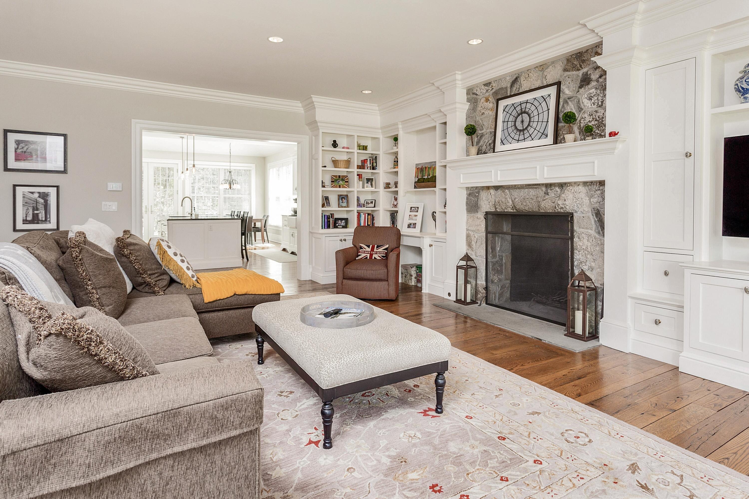 5 Old Parish Road Darien, CT 06820 - Photo 17 of 40 a living room with furniture and a fireplace